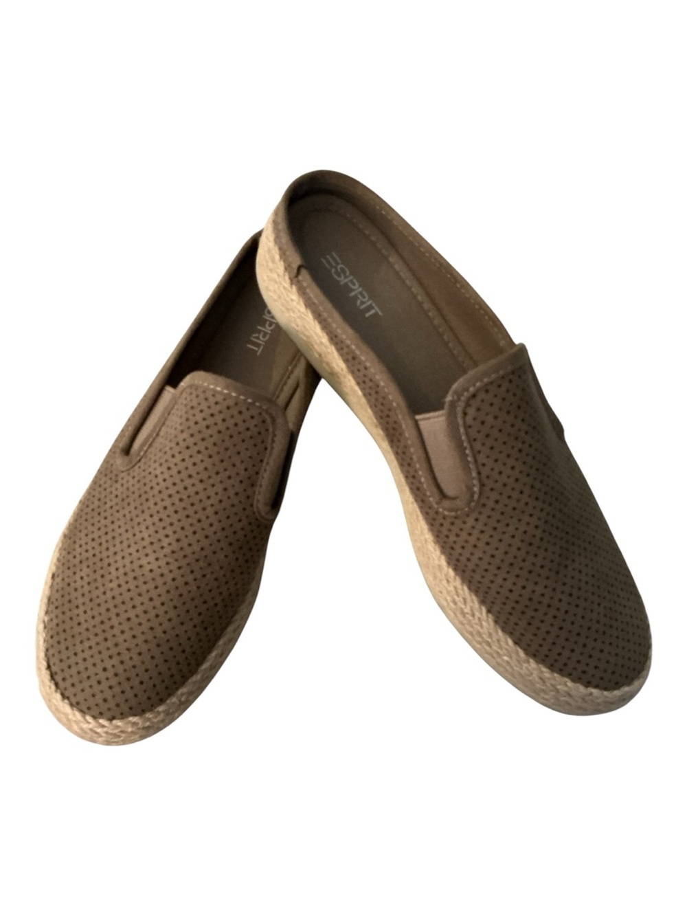 Esprit Taupe Perforated Slip-On Espadrilles collegiate tennis prep preppy 7.5